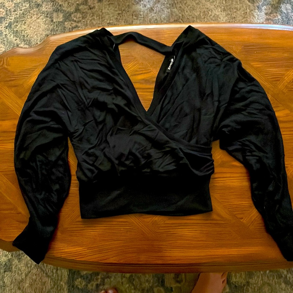 Express open back crop sweater